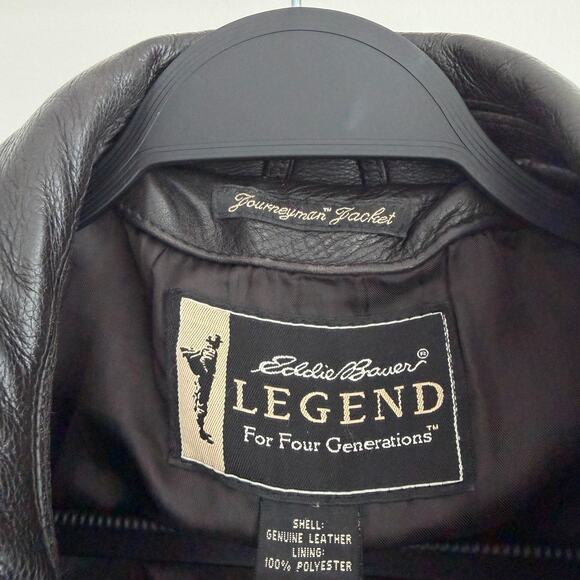 Vintage Eddie Bauer Legend Journeyman Jacket Mens Large Brown Leather Distressed - Picture 6 of 15